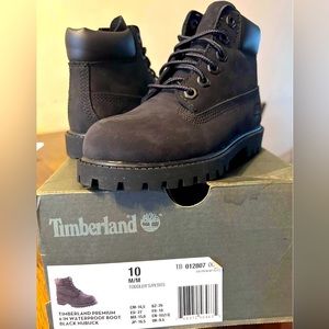Timberland 6” Premium Waterproof Boots in BLACK. Size 10 TODDLER. Unisex.